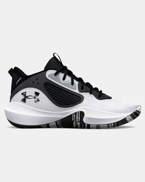 Grade School UA Lockdown 6 Basketball Shoes in White image number 0